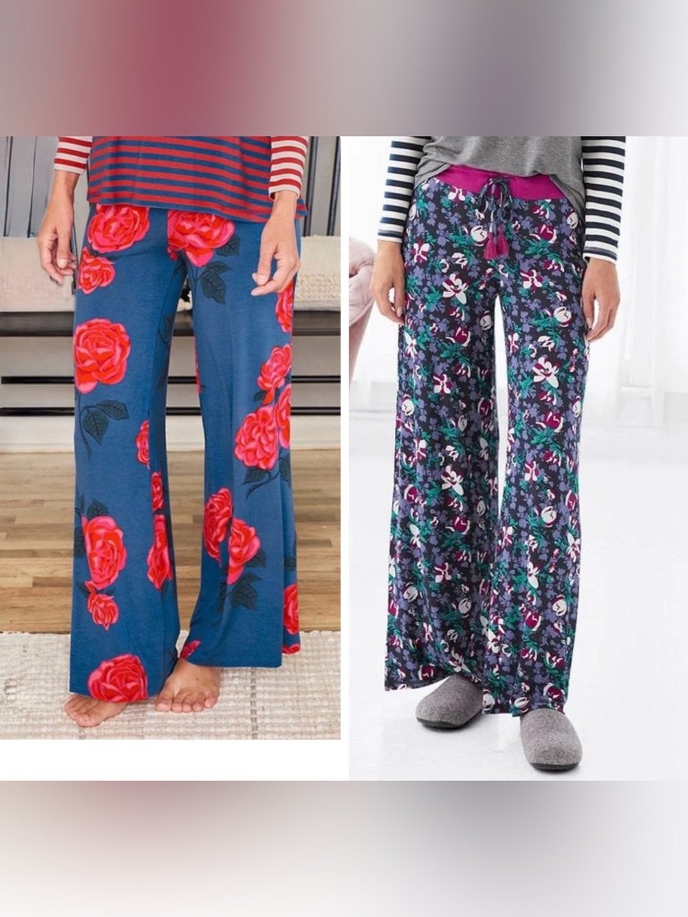 2 Pairs Matilda Jane Pajama Set Pants + Top, Flowers, Stripes, Comfy, Size Small